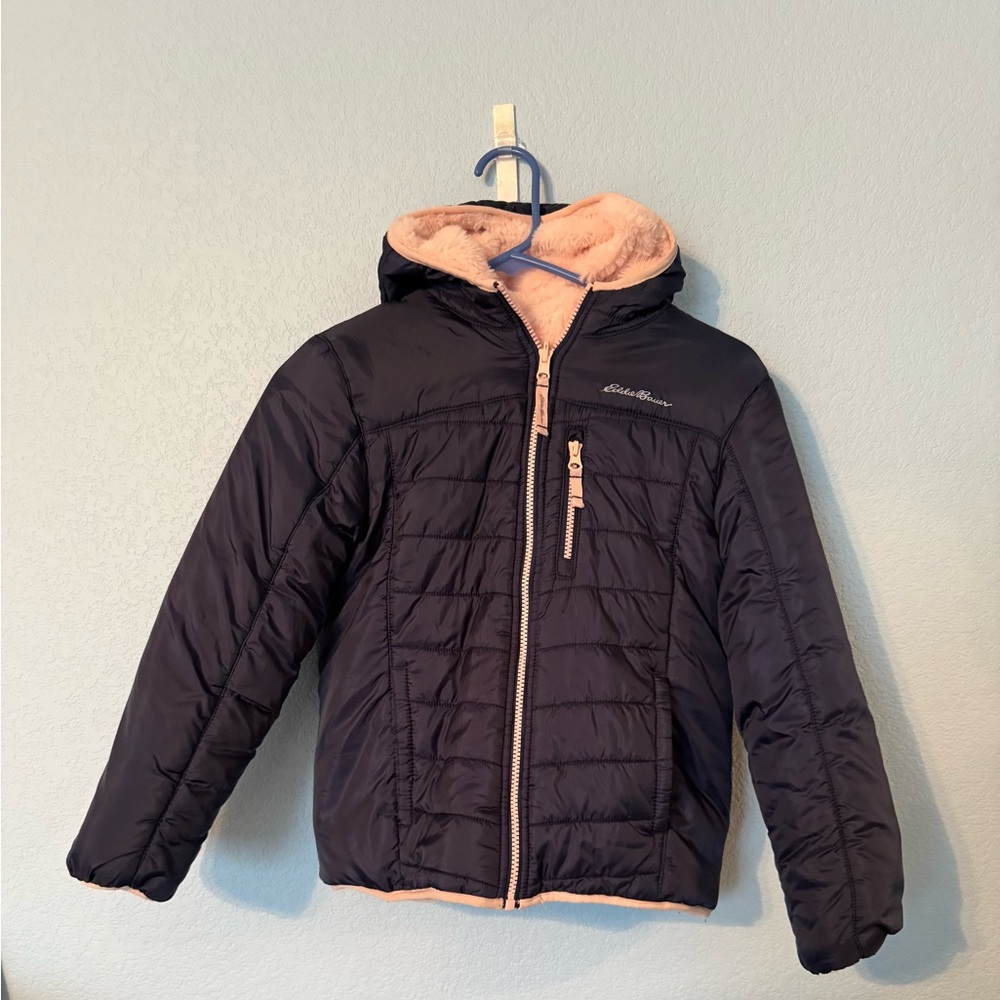 Eddie Bauer Kids Puffer Jacket - Navy Blue and Pink